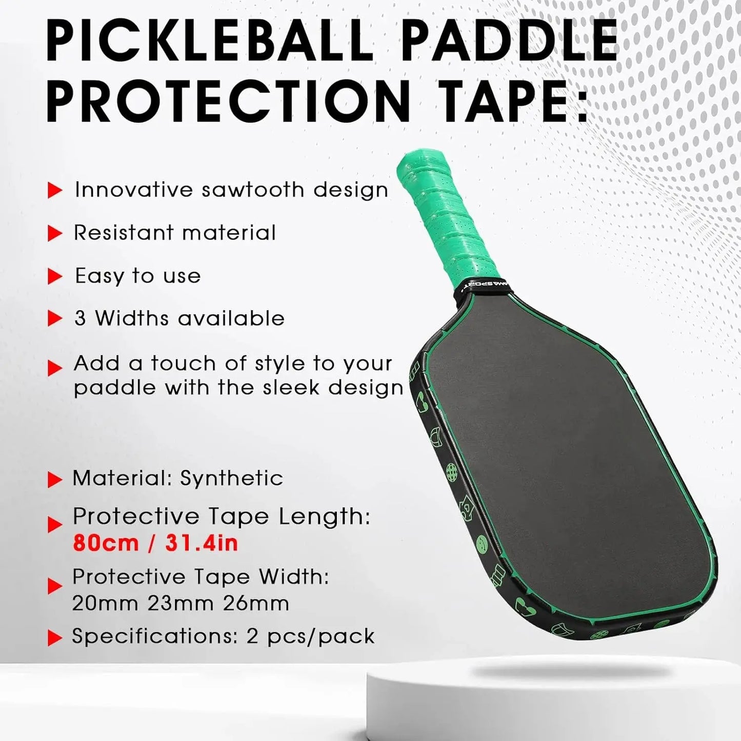 Pickleball Paddle Protection Tape New Color for 13mm/16mm/19mm Padel- 2 Units Pack Paddle Head Edge Guard- Pickleball Lead Tape Zenn Organics Inc