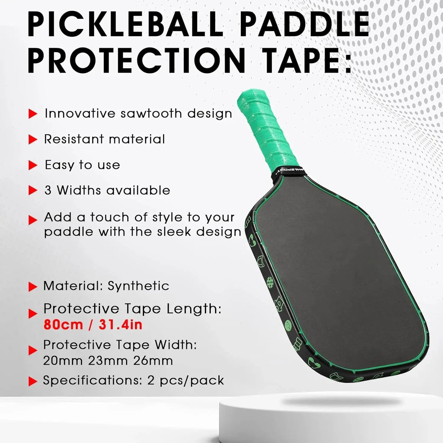 Pickleball Paddle Protection Tape New Color for 13mm/16mm/19mm Padel- 2 Units Pack Paddle Head Edge Guard- Pickleball Lead Tape Zenn Organics Inc