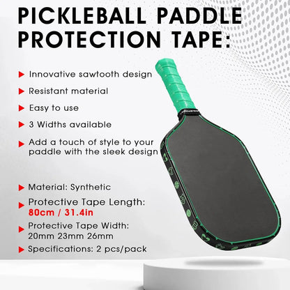 Pickleball Paddle Protection Tape New Color for 13mm/16mm/19mm Padel- 2 Units Pack Paddle Head Edge Guard- Pickleball Lead Tape Zenn Organics Inc