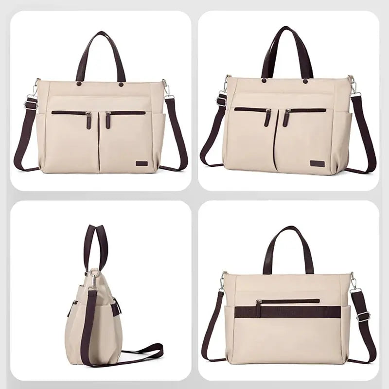 【 Laptop Bag 】 Nylon casual ladies' laptop bag, daily commuting briefcase, lightweight double main pocket single-shoulder bag Zenn Organics Inc