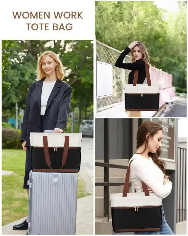 Women Laptop Tote Bag Large Capaci Handheld Shoulder Casual Crossbody Bag Commuter OL Inner Ket Nylon Fabric for 15.6 Inch Bag Zenn Organics Inc
