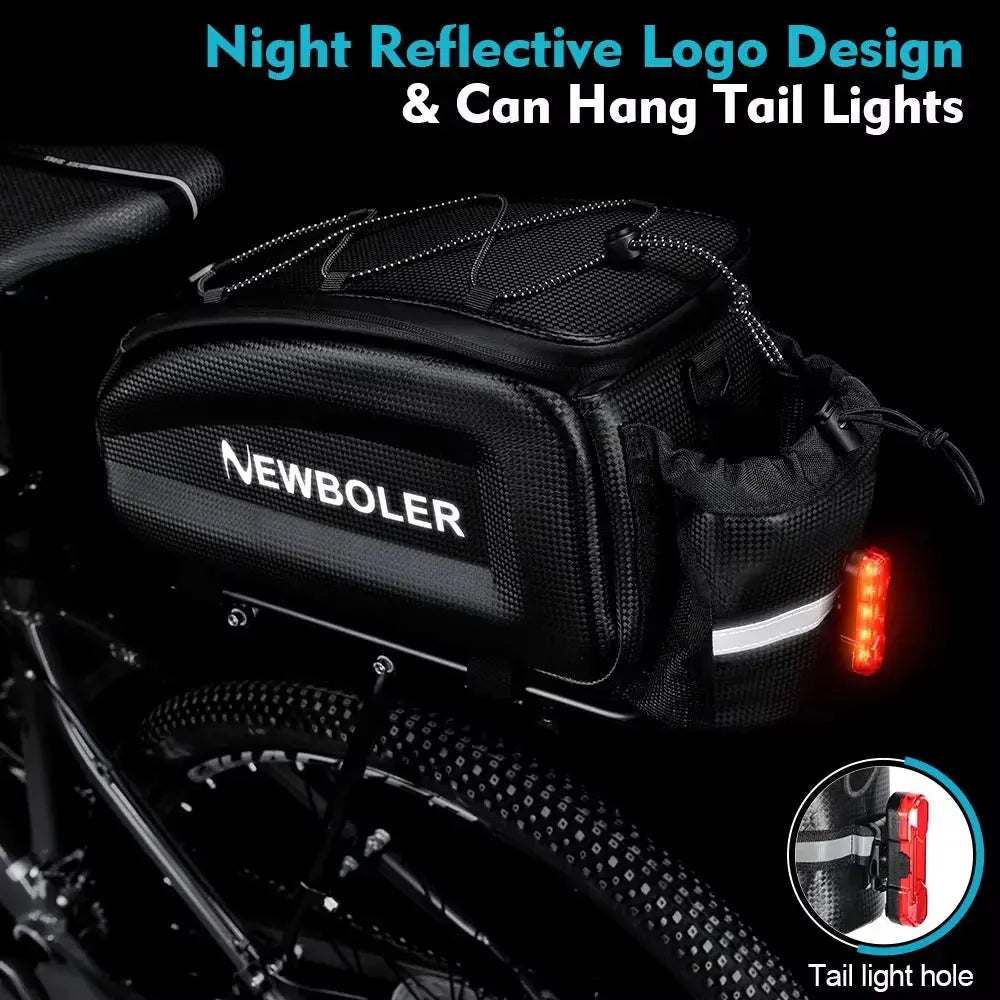 NEWBOLER Hard Shell Bicycle Trunk Bag Large Capacity Bike Shoulder Bag Waterproof Bike Rear Seat Rack Bag For MTB Cycling E-Bike Zenn Organics Inc