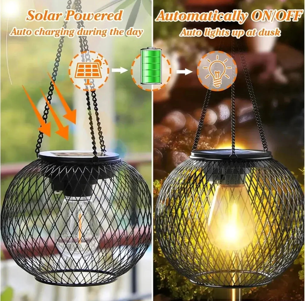 Outdoor solar lantern by Zenn Organics Inc, upgraded waterproof hanging light with decorative outdoor lighting for garden or patio.
