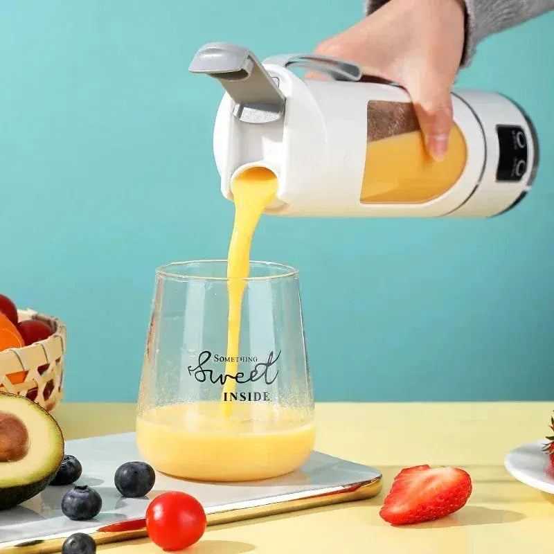 Portable Zenn Organics Inc electric blender juicer with 8 blades, 450ml capacity, ideal for smoothies and fresh juice.