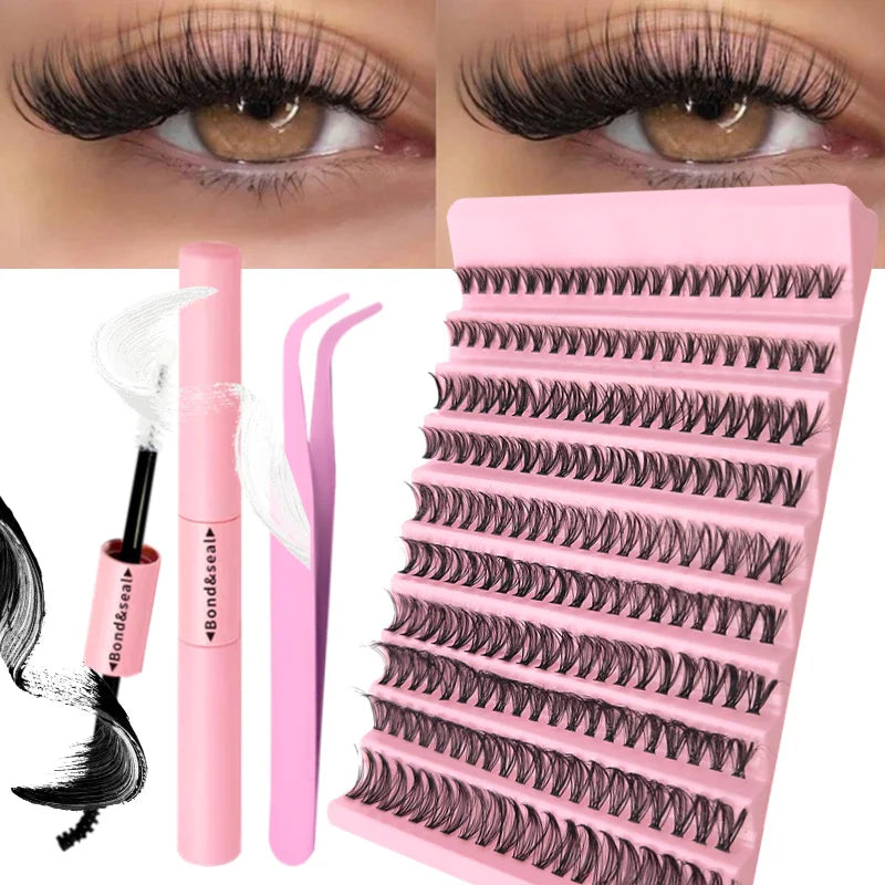 DIY Eyelash Extension Kit Individual Lashes Cluster Mix Lash Clusters with Lash Bond and Seal and Lash Accessories Zenn Organics Inc