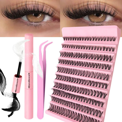 DIY Eyelash Extension Kit Individual Lashes Cluster Mix Lash Clusters with Lash Bond and Seal and Lash Accessories Zenn Organics Inc