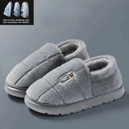 Men's slippers Winter Solid Color Wrap Heels Plush Slippers Non-slip Warm Women Men Home Casual Cotton Shoes Big Size 50 51 Zenn Organics Inc