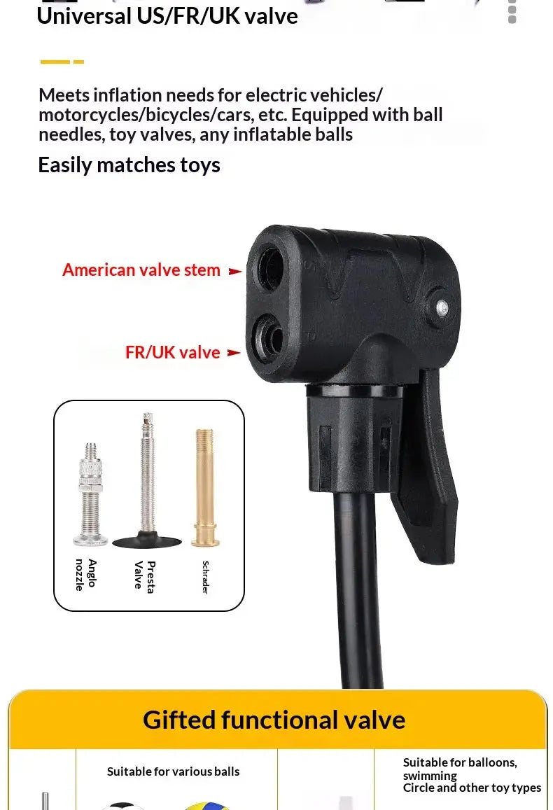 OFFBONDAGE Bike Pump 230PSI High Pressure Portable Pump Universal US/France Valves with Inflating Needle Car Motorcycle Balls Zenn Organics Inc