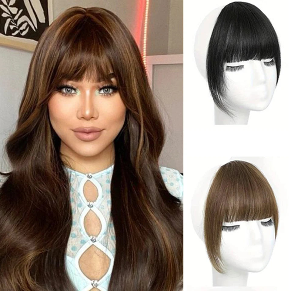 Hair bangs clip-in extensions Fringe fake hair wigs Synthetic Toupee Hairpiece with sideburns DIY Elegant women Hair Accessories Zenn Organics Inc