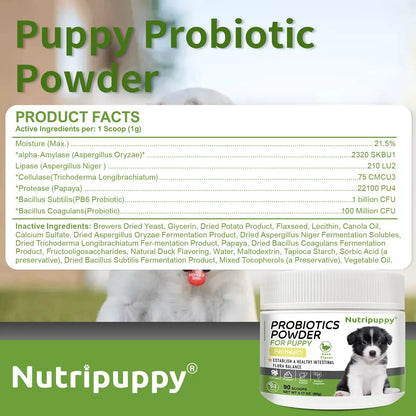 Dog Probiotic Powder Supplement - Supports Digestive Health&Relieves Diarrhea,Boosts Immune System for Puppy Adult Senior Dogs Zenn Organics Inc