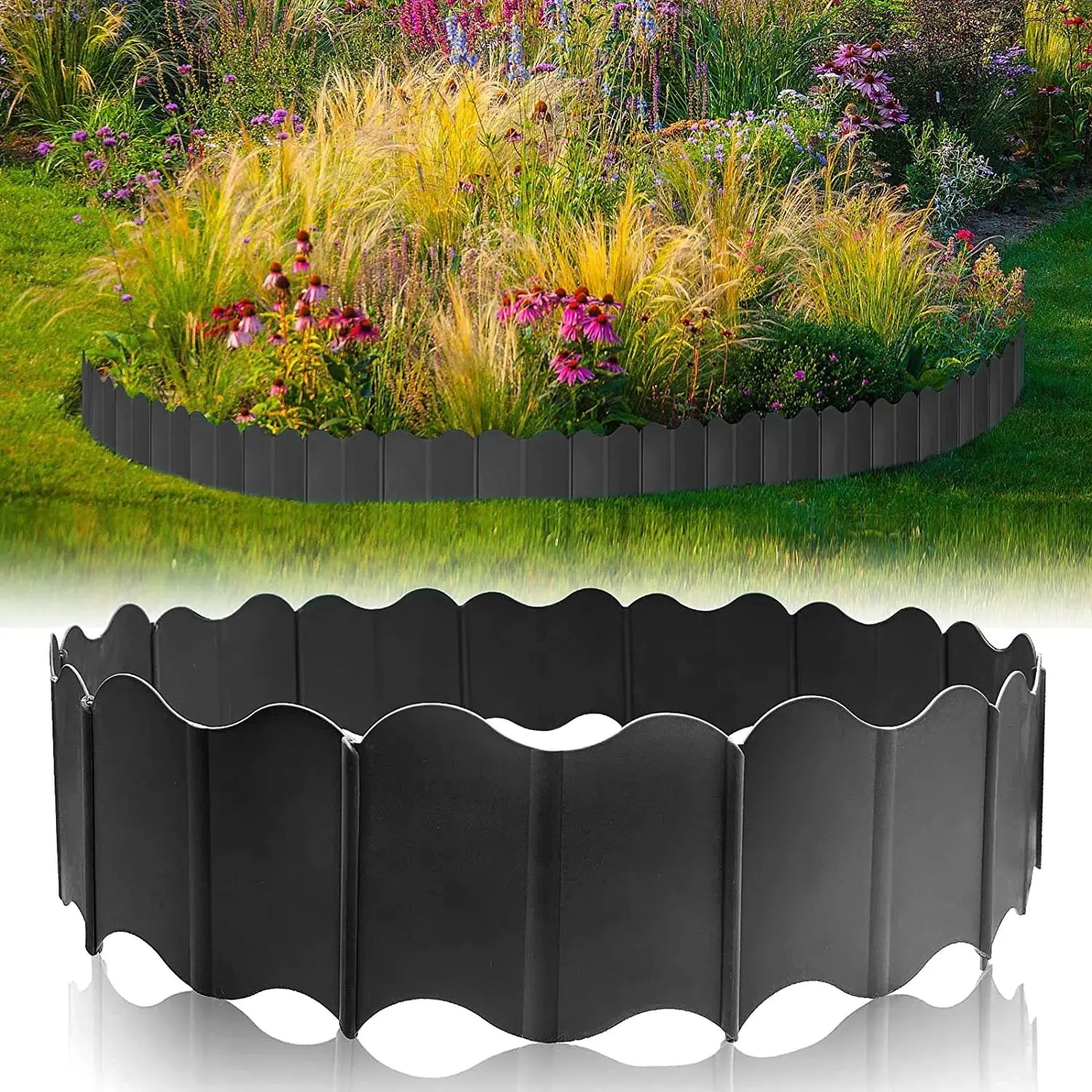Garden Edging Borders Grass Lawn Fence Path Patio Interlocking Decorative Outdoor Barrier Landscape Edging for Yard Garden Zenn Organics Inc