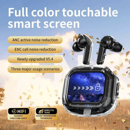 True Wireless Bluetooth Earbuds 5.4 Earphones ANC Noise Reduction Stereo Bass HD Mic Gamer Headset with LED Touch Screen Control Zenn Organics Inc