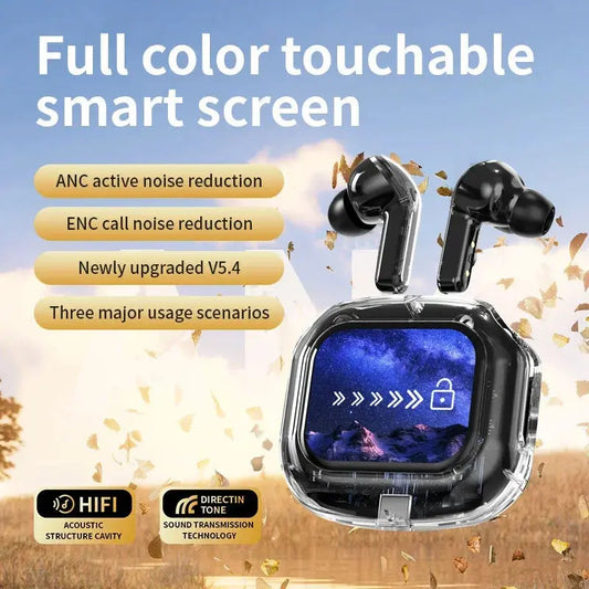 True Wireless Bluetooth Earbuds 5.4 Earphones ANC Noise Reduction Stereo Bass HD Mic Gamer Headset with LED Touch Screen Control Zenn Organics Inc