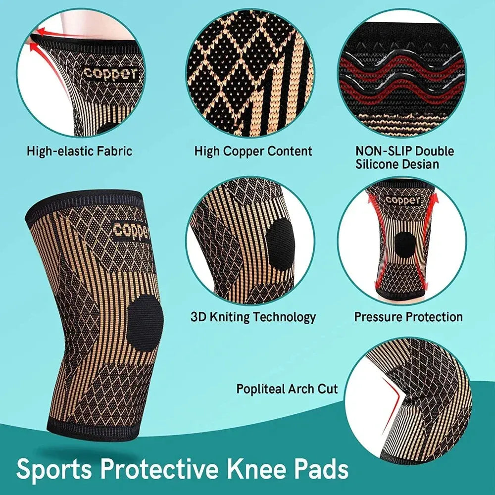 Copper Knee Brace for Arthritis Pain & Support-Copper Knee Sleeve for knee pain Compression sleeve for Sports,Knee Pain Relief Zenn Organics Inc
