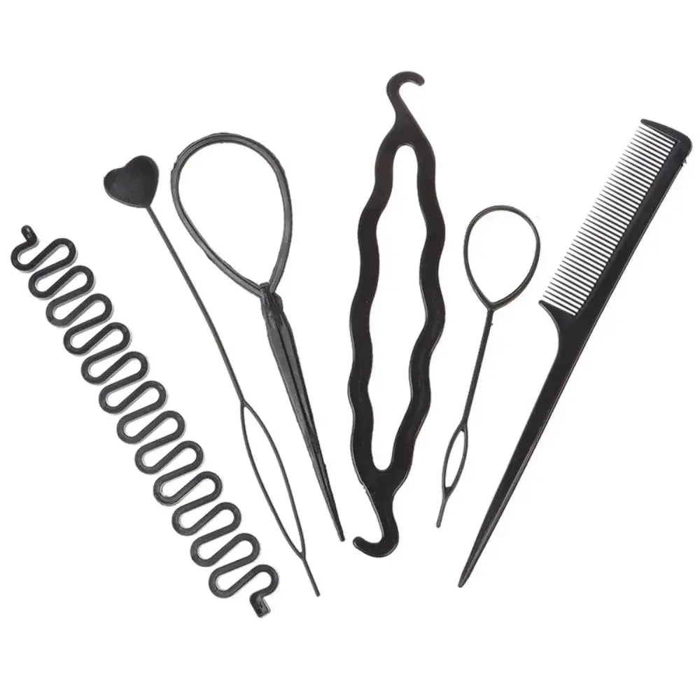 Fashion 6Pcs/Set Popular Ponytail Creator Plastic Loop Styling Tools Black Pony Topsy Tail Clip Hair Braid Maker Styling Tool Zenn Organics Inc