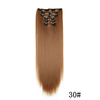 Synthetic Clips in Hair Extensions Long Straight Hairstyle Blonde Black Hairpieces Heat Resistant False Hair Daily Use Zenn Organics Inc