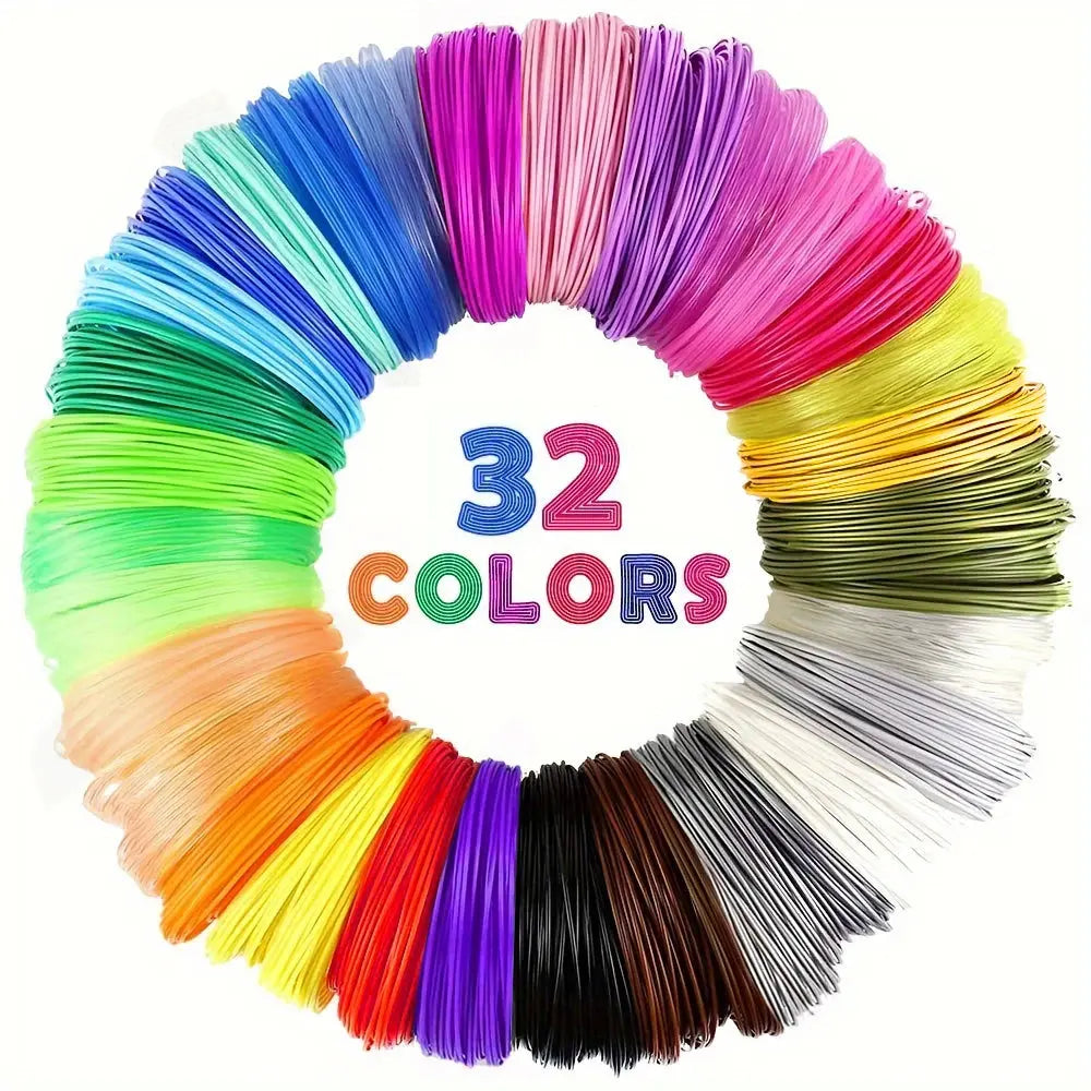 32 Colors 3D Pen Filament 1.75mm PLA, Each Color 10Feet(3m), Total 320 Feet (96m) 3D Pen Filament Refills, Random Color Zenn Organics Inc