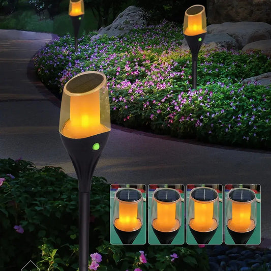 Solar outdoor LED garden lamp by Zenn Organics Inc, waterproof landscape path light for yard, backyard, lawn, and patio.
