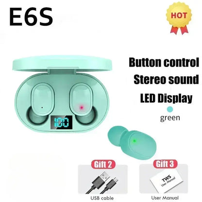 E6S Wireless Bluetooth Earphones TWS Bluetooth Headset Wireless Earbuds Noise Cancelling Earphones with Microphone Headphones Zenn Organics Inc