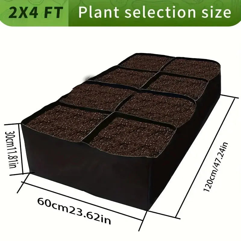 Garden Bed, 128 Gallon 8 Grids Plant Grow Bags, 3x6FT Breathable Planter Raised Beds For Growing Vegetables Potatoes Flowers Zenn Organics Inc