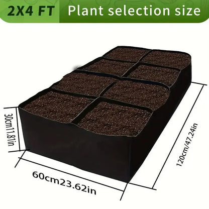 Garden Bed, 128 Gallon 8 Grids Plant Grow Bags, 3x6FT Breathable Planter Raised Beds For Growing Vegetables Potatoes Flowers Zenn Organics Inc