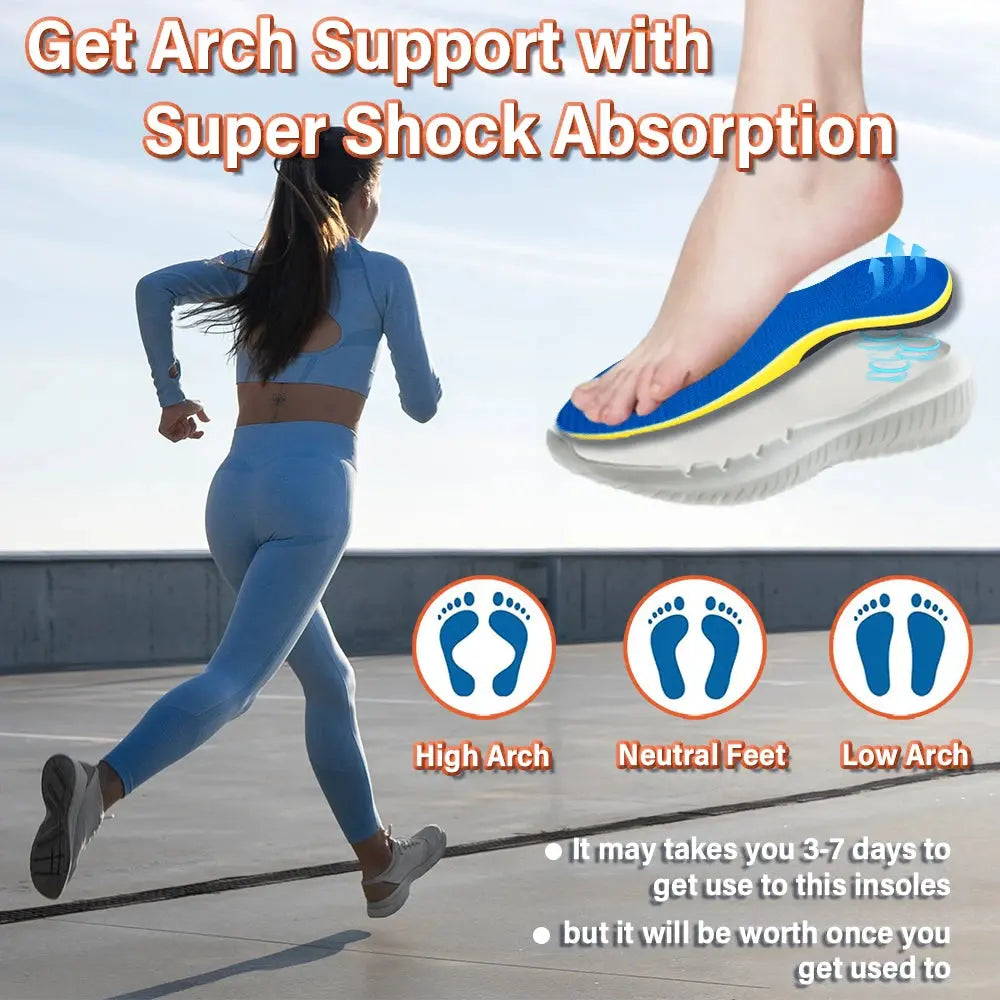 220+ lbs Heavy Duty Plantar Fasciitis Insoles, Arch Support Orthotics for Flat Feet Pain Relief, Men Women Sports Shoe Inserts Zenn Organics Inc