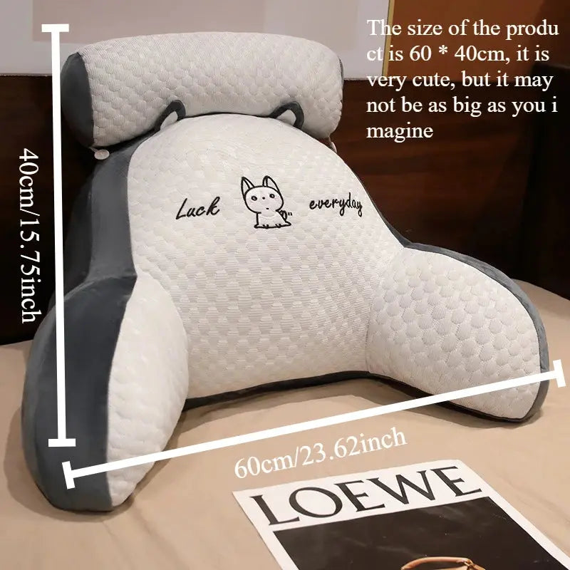 1pc Adjustable Reading Pillow - Ergonomic Back Support Cushion for Bed/Sofa/Floor, Gray Quilted Breathable Design Zenn Organics Inc