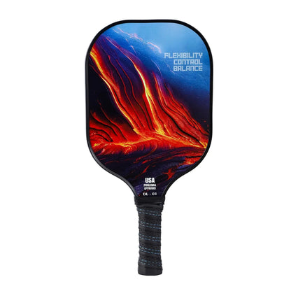 Set of Zenn Organics Inc USAPA approved graphite pickleball paddles with beach tennis and outdoor pickleball racquets on a sports court