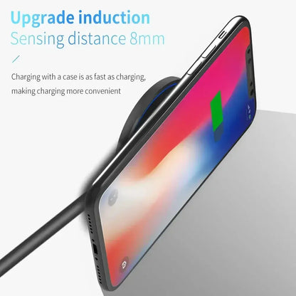 Wireless charger for phone, iPad, watch, and earphones by Zenn Organics Inc, featuring fast induction charging on a sleek dock station.