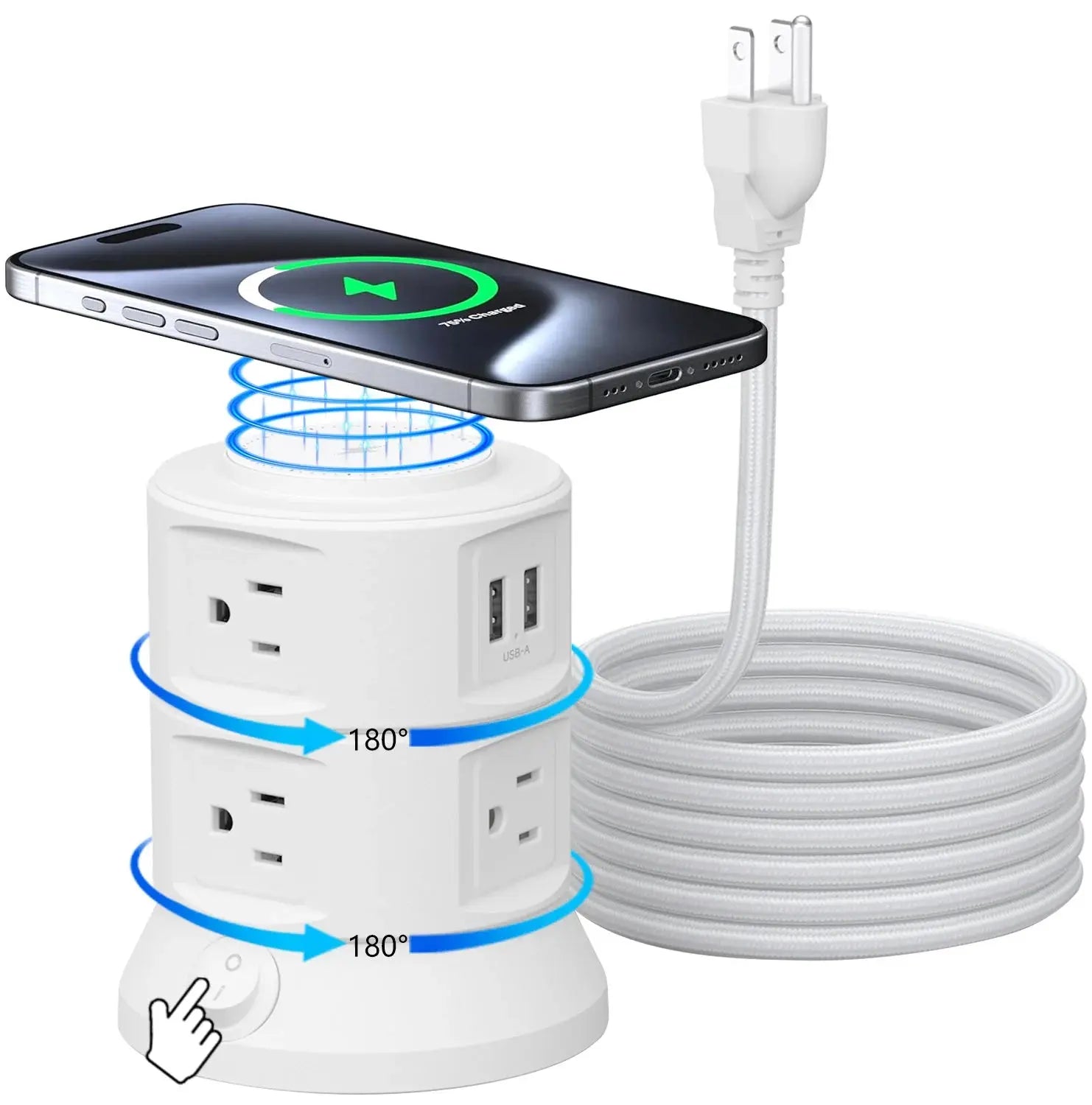 US Stock ETL Power Strip Surge Protector Outlet Extender withOutlets 4 USTowerB   6 Power Strip Flat Plug for Home/Office/School Zenn Organics Inc
