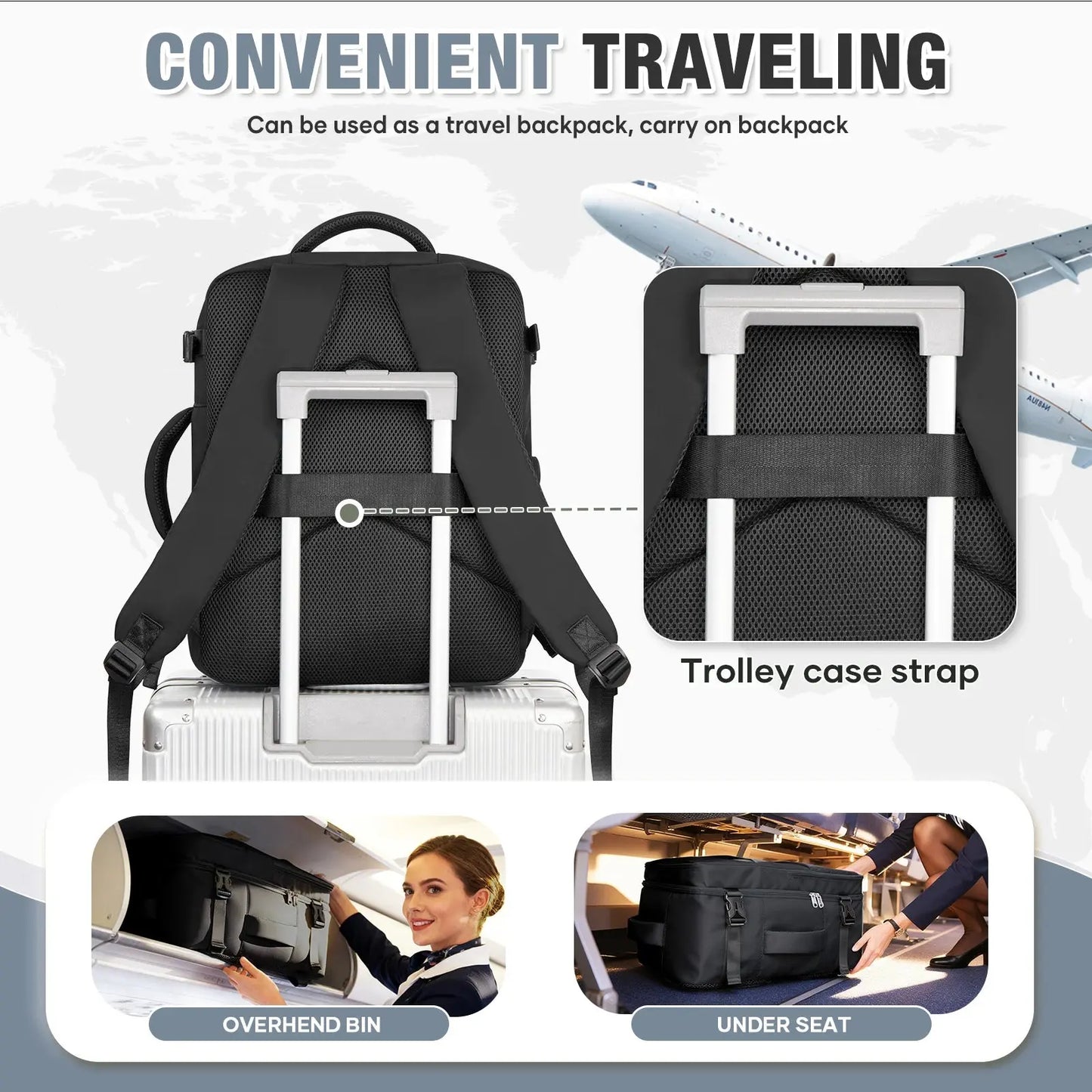 Ryanair 40x30x20 Luggage Cabin Bag, 40x30x20 Bag Men Women 15.6inch Laptop Bag Business  Travel Backpack，College School Backapck Zenn Organics Inc