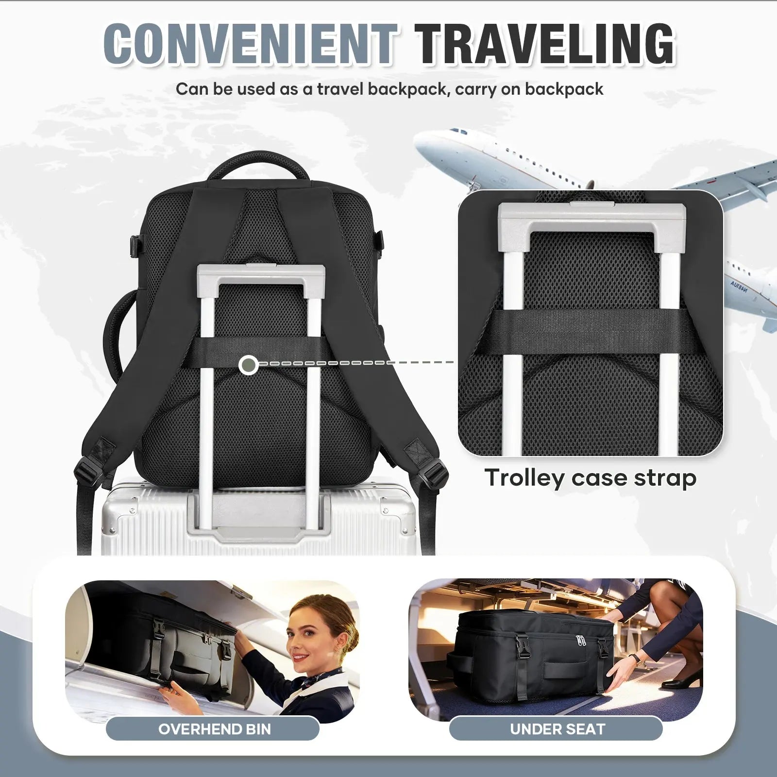 Ryanair 40x30x20 Luggage Cabin Bag, 40x30x20 Bag Men Women 15.6inch Laptop Bag Business  Travel Backpack，College School Backapck Zenn Organics Inc