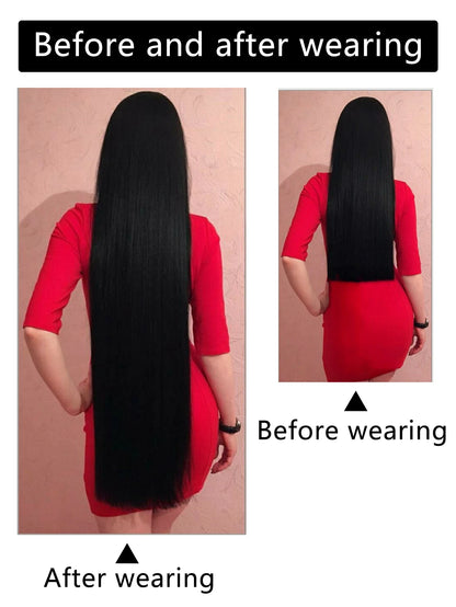 Synthetic 5 Clip In Hair Extensions Long Straight Hairstyle Hairpiece Black Brown Blonde 80CM Natural Fake Hair For Women Zenn Organics Inc