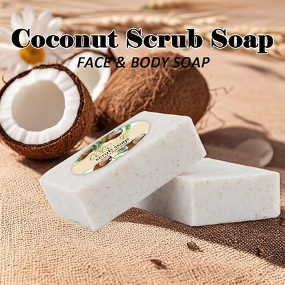 Coconut Scrub Soap Handmade Exfoliating Bath Soap Face & Body Cleanser Long-Lasting Moisturizing Soap Remove Dead Skin Zenn Organics Inc