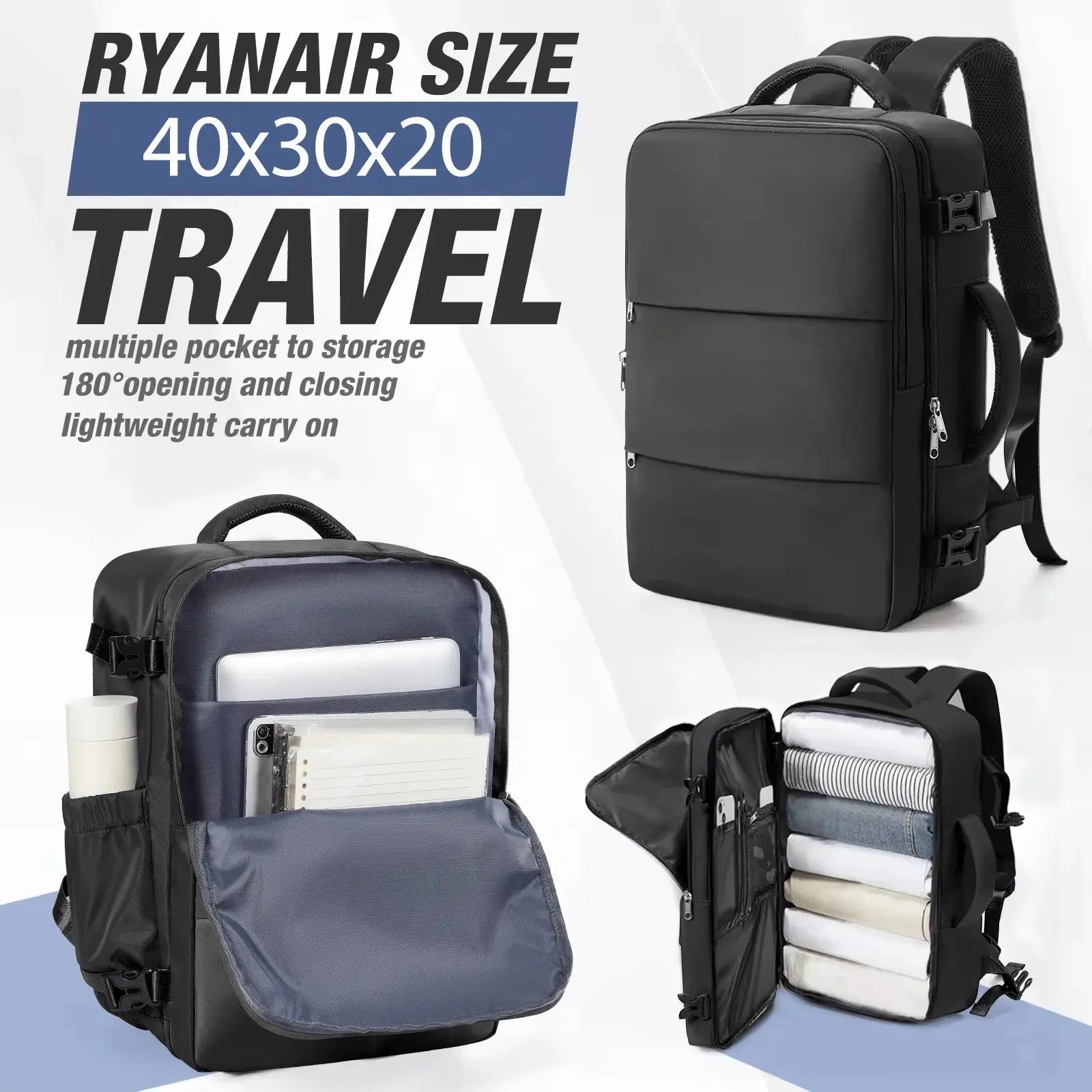 Ryanair 40x30x20 Luggage Cabin Bag, 40x30x20 Bag Men Women 15.6inch Laptop Bag Business  Travel Backpack，College School Backapck Zenn Organics Inc