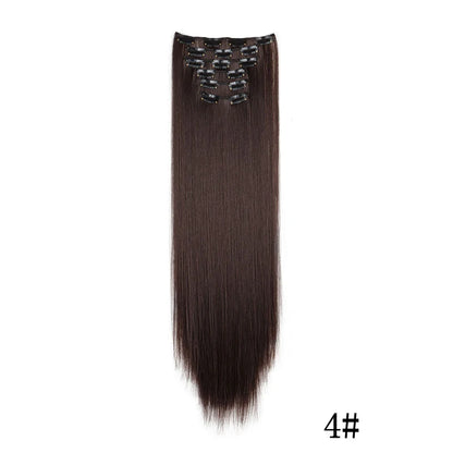 Synthetic Clips in Hair Extensions Long Straight Hairstyle Blonde Black Hairpieces Heat Resistant False Hair Daily Use Zenn Organics Inc