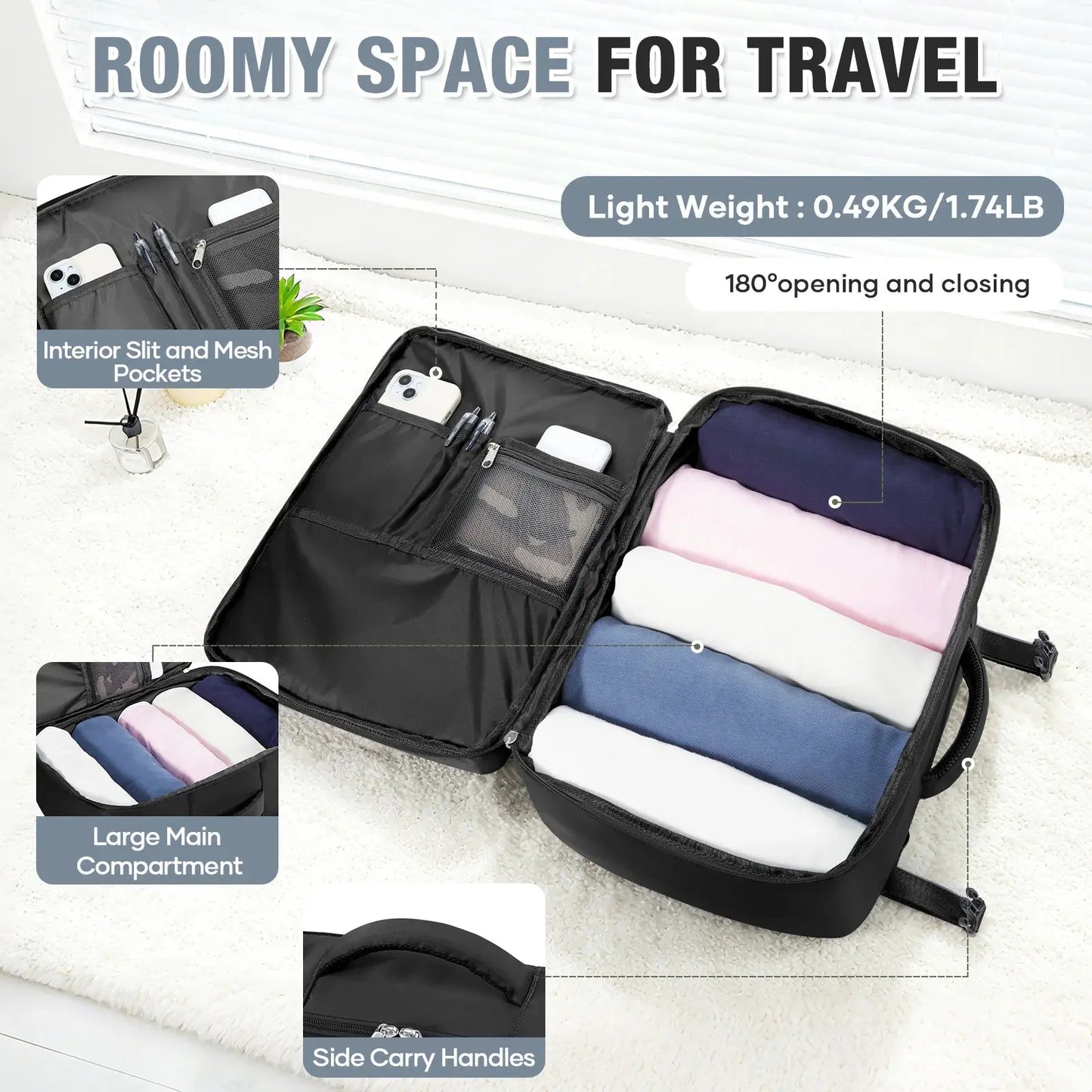 Ryanair 40x30x20 Luggage Cabin Bag, 40x30x20 Bag Men Women 15.6inch Laptop Bag Business  Travel Backpack，College School Backapck Zenn Organics Inc