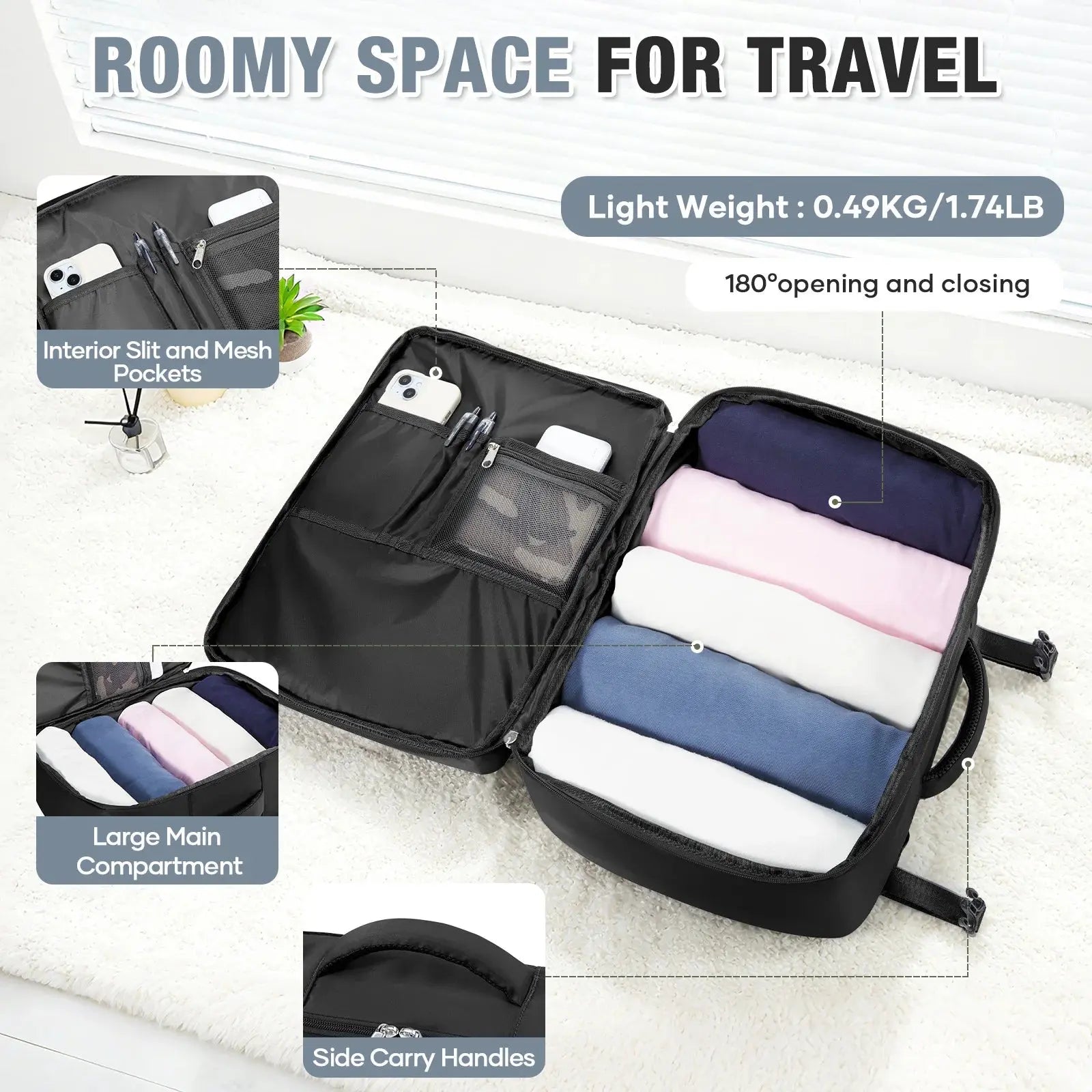 Ryanair 40x30x20 Luggage Cabin Bag, 40x30x20 Bag Men Women 15.6inch Laptop Bag Business  Travel Backpack，College School Backapck Zenn Organics Inc