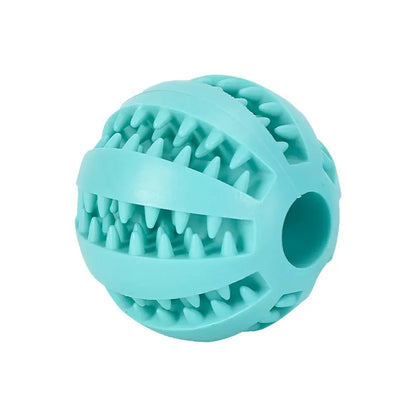 Small dog rubber chew toy with elasticity and food ball design from Zenn Organics Inc, ideal for puppy teeth cleaning and playtime.