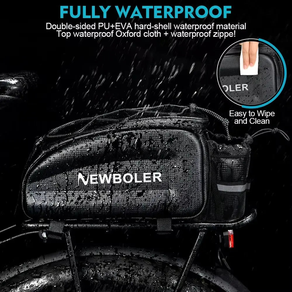 NEWBOLER Hard Shell Bicycle Trunk Bag Large Capacity Bike Shoulder Bag Waterproof Bike Rear Seat Rack Bag For MTB Cycling E-Bike Zenn Organics Inc