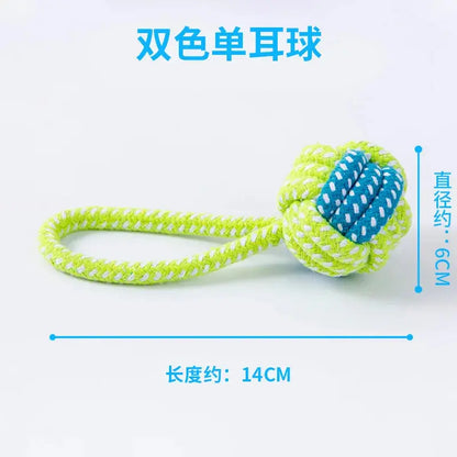 Zenn Organics Inc pet dog toys for large and small dogs, including cotton rope toys, mini balls, and chew toys for puppies.