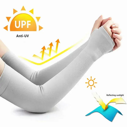 Pair of Zenn Organics compression arm sleeves for men and women, offering sun protection for football, volleyball, and workouts.