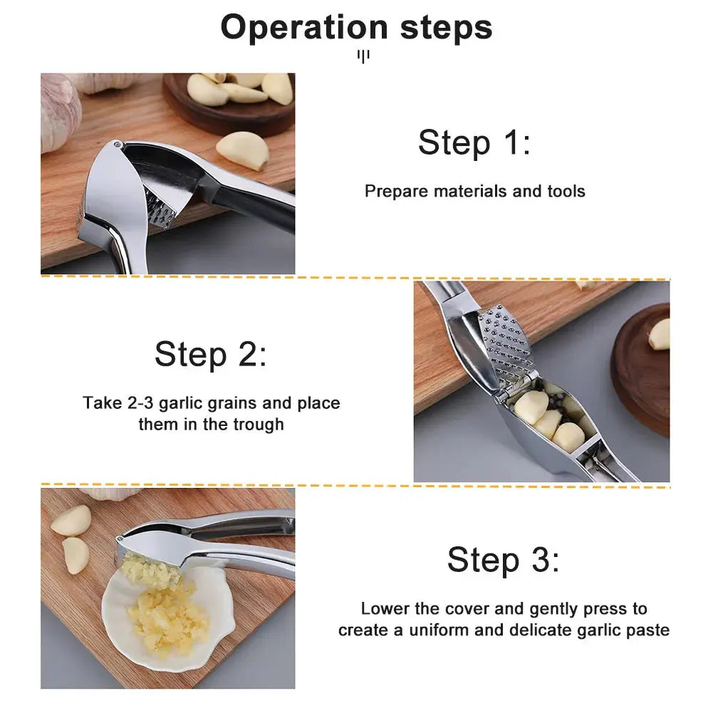 Garlic Press Manually Mashed Garlic Crusher Machine Handheld Ergonomic Grip Anti-Rust Cooking Ginger Crusher Kitchen Tools Zenn Organics Inc