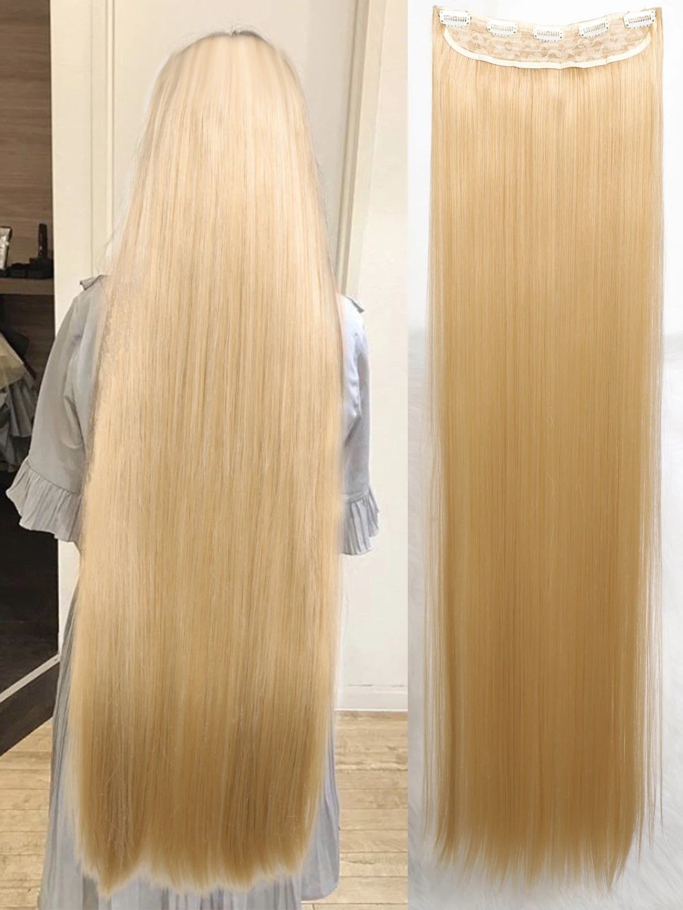 Synthetic 5 Clip In Hair Extensions Long Straight Hairstyle Hairpiece Black Brown Blonde 80CM Natural Fake Hair For Women Zenn Organics Inc