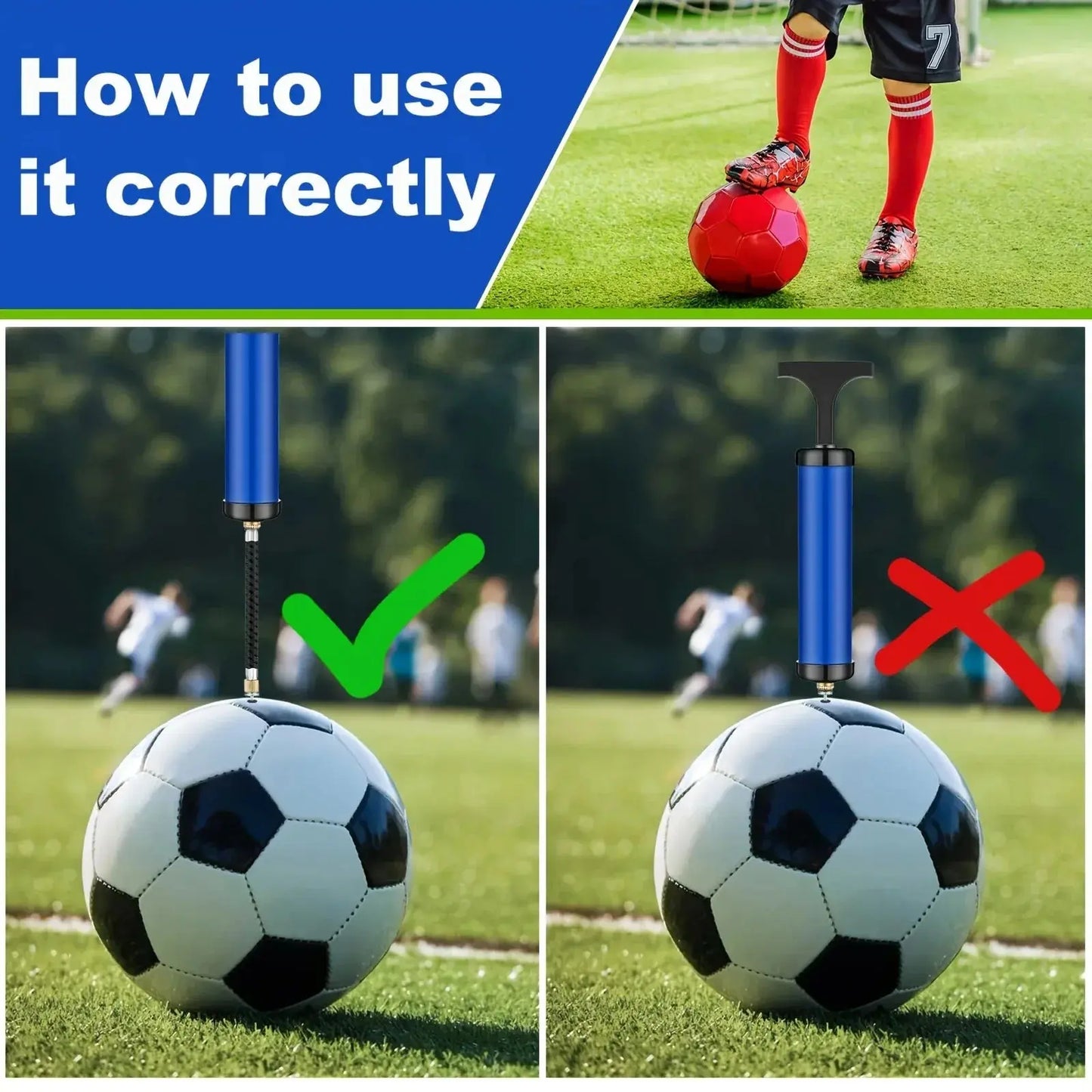 1 set Portable Multifunctional Ball Pump With Needle And Nozzle, Ball Inflator For Football,Basketball,Volleyball,Swimming Zenn Organics Inc