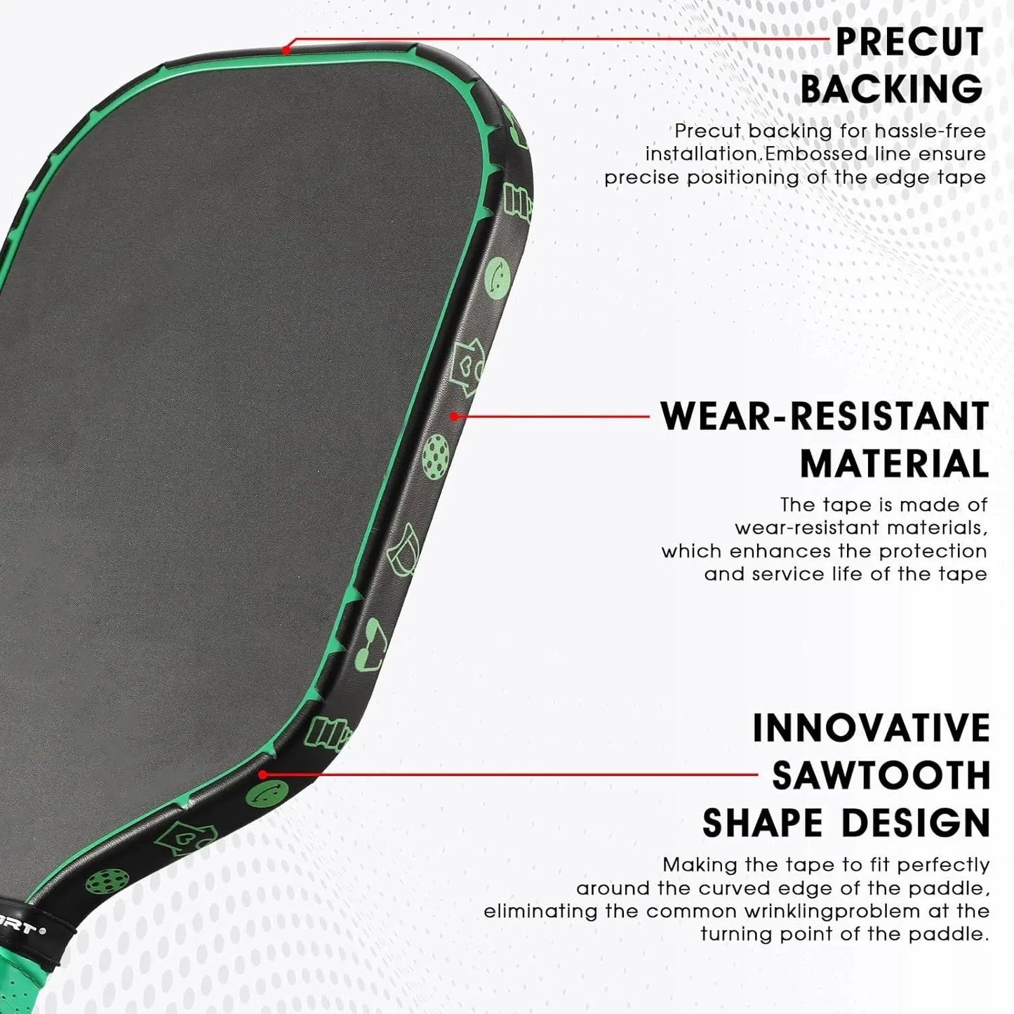 Pickleball Paddle Protection Tape New Color for 13mm/16mm/19mm Padel- 2 Units Pack Paddle Head Edge Guard- Pickleball Lead Tape Zenn Organics Inc