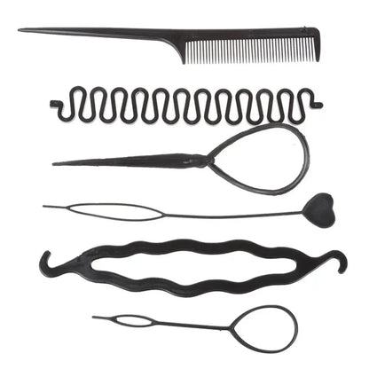 Fashion 6Pcs/Set Popular Ponytail Creator Plastic Loop Styling Tools Black Pony Topsy Tail Clip Hair Braid Maker Styling Tool Zenn Organics Inc