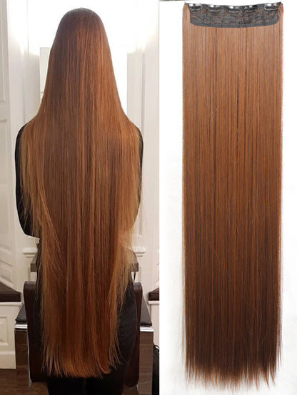 Synthetic 5 Clip In Hair Extensions Long Straight Hairstyle Hairpiece Black Brown Blonde 80CM Natural Fake Hair For Women Zenn Organics Inc