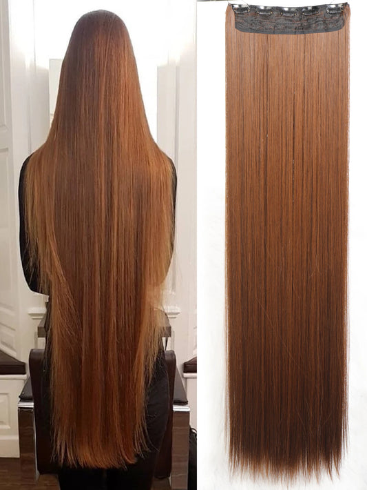 Synthetic 5 Clip In Hair Extensions Long Straight Hairstyle Hairpiece Black Brown Blonde 80CM Natural Fake Hair For Women Zenn Organics Inc