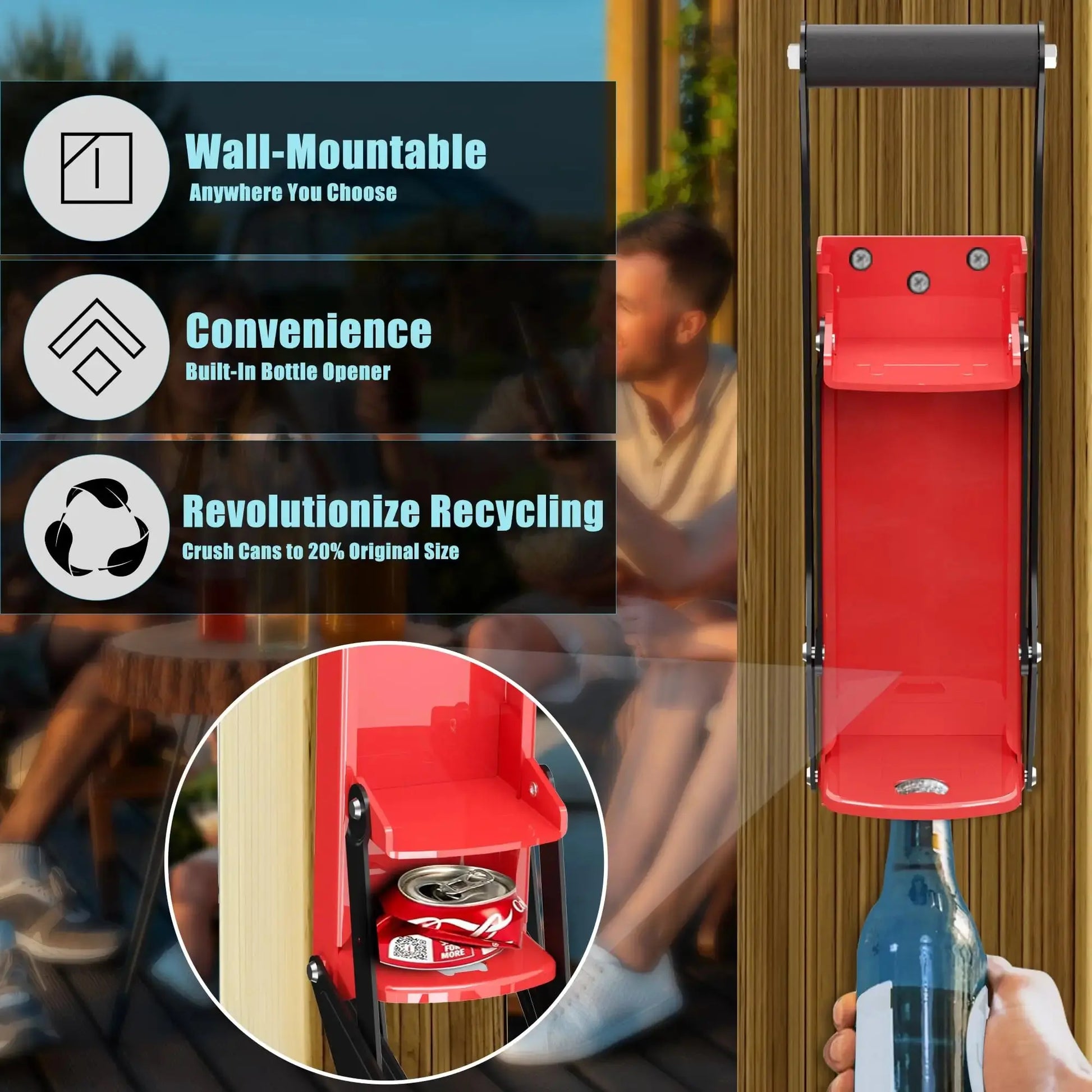 Crushers for Recycling 12/16oz Heavy Duty Metal Can Crusher Wall Mounted Soda & Beer Can Smasher for Recycling Bottle Opener Zenn Organics Inc